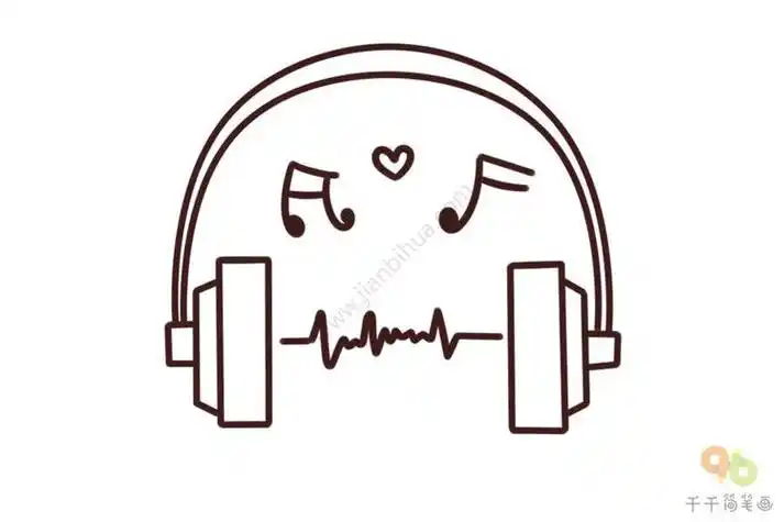 儿童简笔画大全听广播聆听的卡通简笔画图片宝宝英文认知 听音乐的