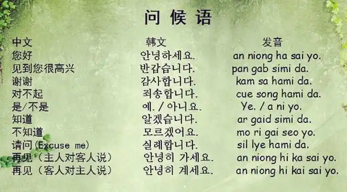 韩语问候语大全