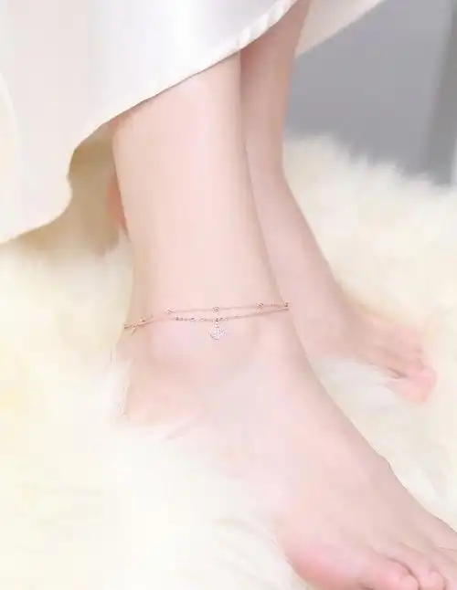 蒂蔻(tico)浪漫一生一世心形18脚链女款au750彩金脚饰生日礼物中秋节