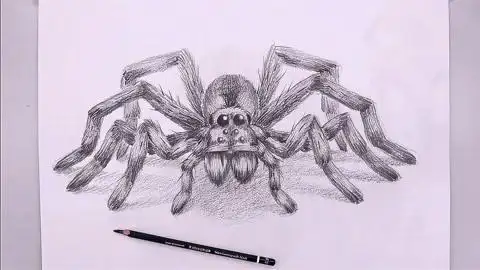 手绘"昆虫界的冷面杀手"狼蛛,素描过程展示