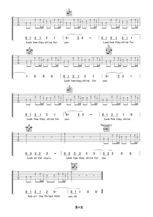 cold play yellow吉他谱 cold play yellow吉他谱简单版-cold play