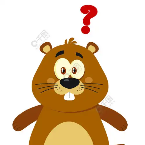 可爱的土拨鼠卡通吉祥物人物带问号在白色背景上隔离的插图平面设计
