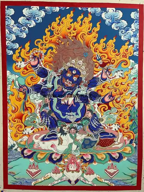 热贡-东智加·画院:彩绘唐卡-六臂玛哈嘎拉(60*45cm左右)