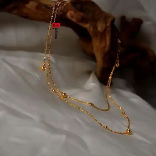 荟幽兰高端金腰链全金999足金身体链光身性感腰链女金铃铛七夕情人节