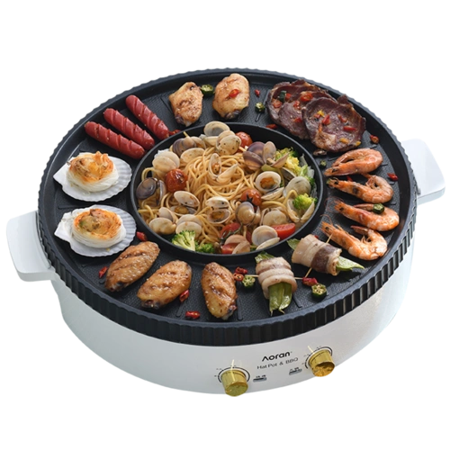 奥然多功能火锅网红烧烤一体锅家用韩式烤盘涮烤煎煮两用锅烤肉机