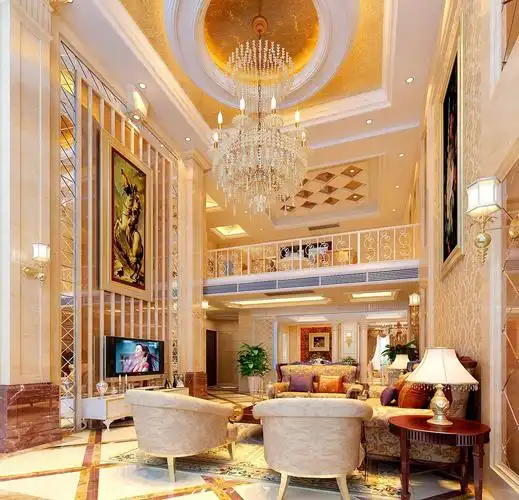 欧式别墅客厅电视墙设计装修效果图片大全