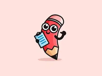 铅笔写写作橡皮文具画图画徽标身份品牌品牌说明性插图剪贴板设计脸