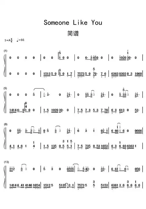 someonelikeyou简谱完整版