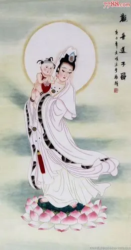 唐天鸣(送子观音,观音赐福)_人物国画原作_第1张_7788字画网