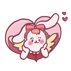 图怪兽原创卡通可爱小兔粉色系表情包卖萌爱神天使桃心