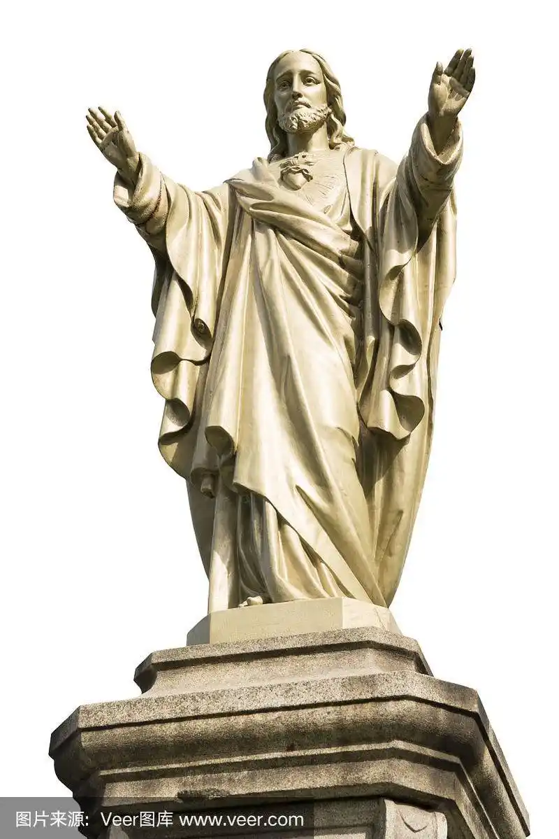 耶稣基督雕像孤立在白色背景上.