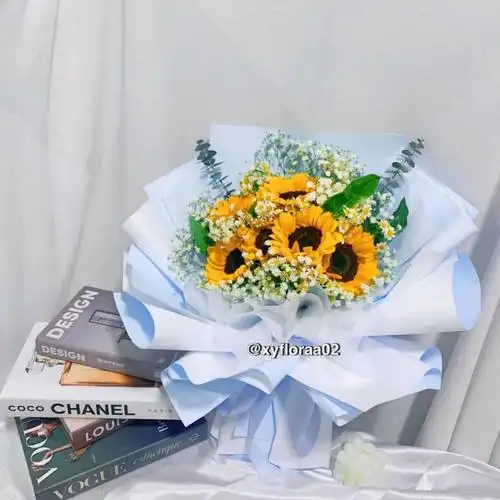 s1013向日葵满天星花束78