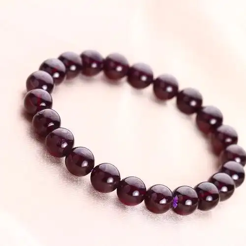 浓艳石榴石圆珠手链 唯美酒红 29克 xr47 【玺瑞德珠宝】