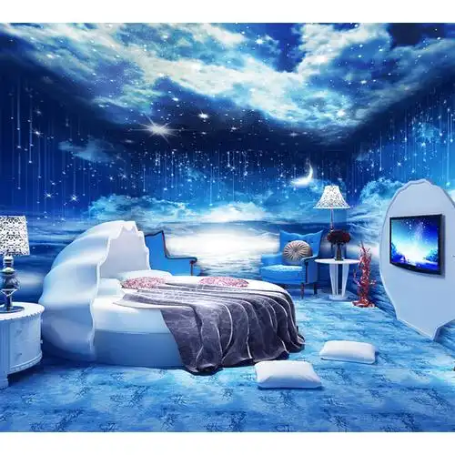 星空壁纸酒店主题房背景墙布吊顶天花板网吧酒吧ktv墙纸定制壁画