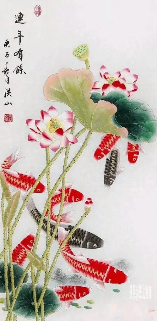 九鱼荷花图-九鱼荷花图片大全图片