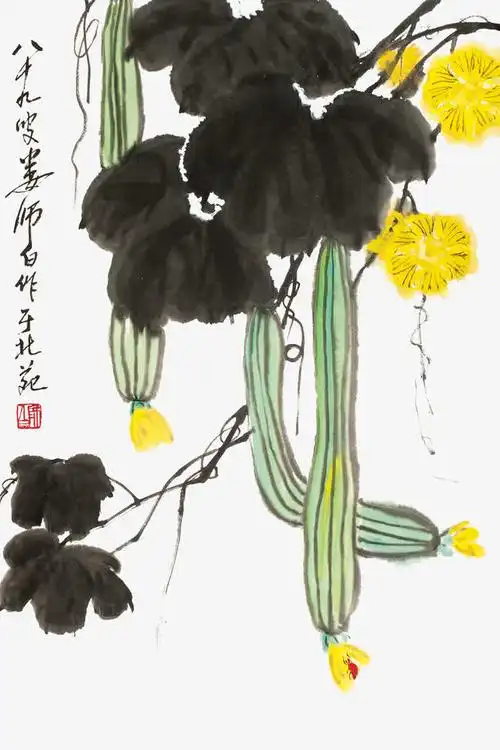 国画丝瓜瓜藤
