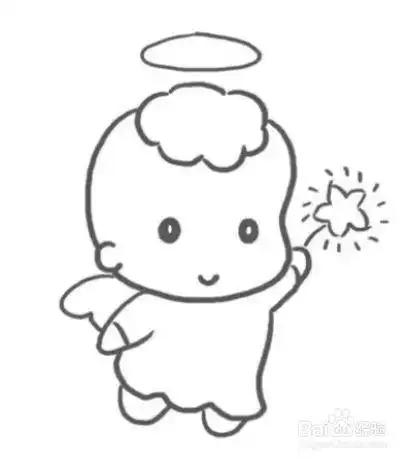 如何用简笔画的形式画一个小天使?