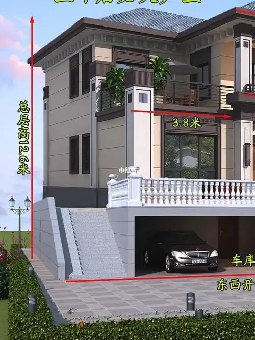 带车库的新中式别墅_别墅_自建房_农村自建房_家居家装_装修