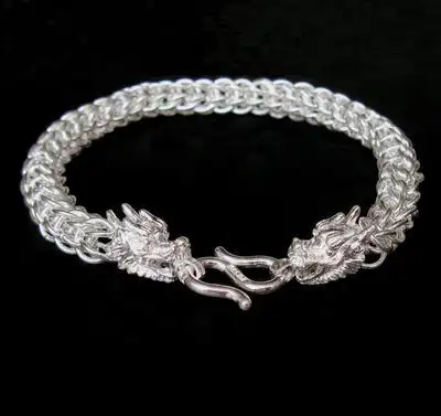 霸气龙头纯银男士足银银饰白银链子饰品男女情侣手链