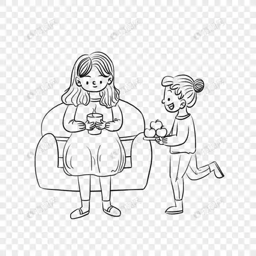 妈妈喝茶怎么画简笔画