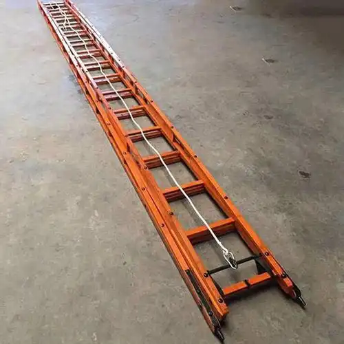 消防用经过防 腐处理竹制二节拉梯绝缘消防梯伸缩救援梯