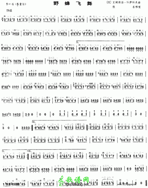 野蜂飞舞二胡曲谱-明明简谱网