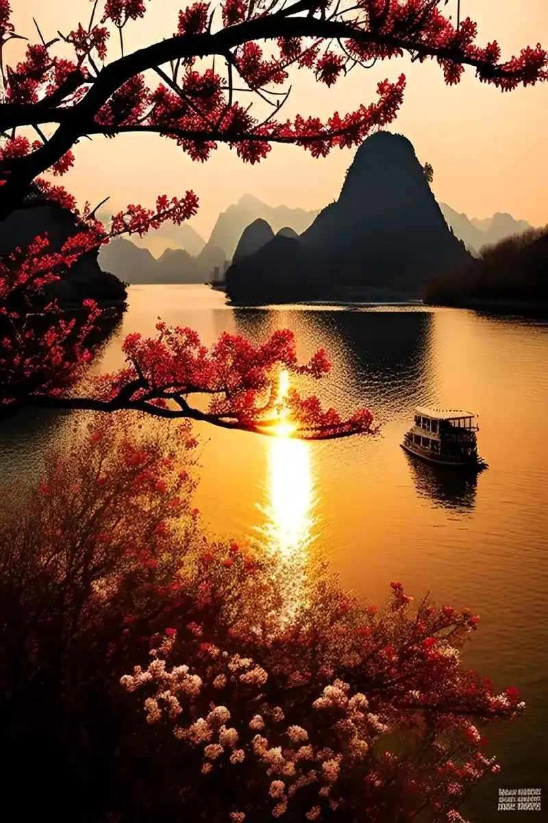 漓江春暖花又开.#图文伙伴计划 #治愈系风景#桂林山水甲天下 - 抖音