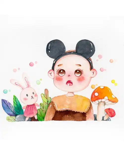 水彩小朋友合集‖水彩手绘