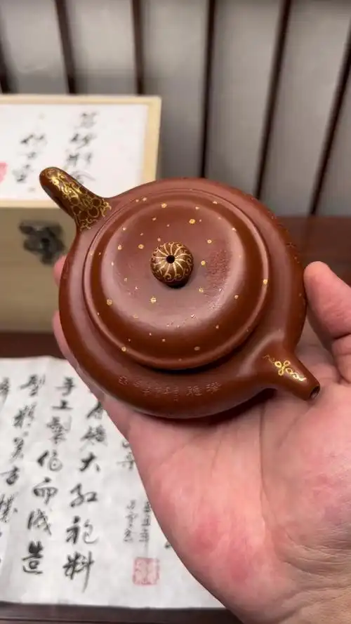 紫砂壶紫砂收藏王广佳全手工仿古壶正宗黄龙山原矿大红袍刻绘山水