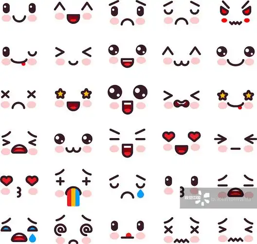 卡通人物与可爱的表情符号