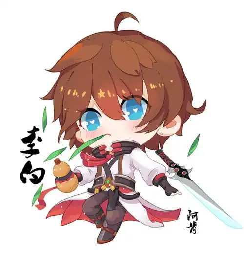 11:10:33王者荣耀李白q版漫画插画头像-阿肯绘二次元(q版参考)东京卍