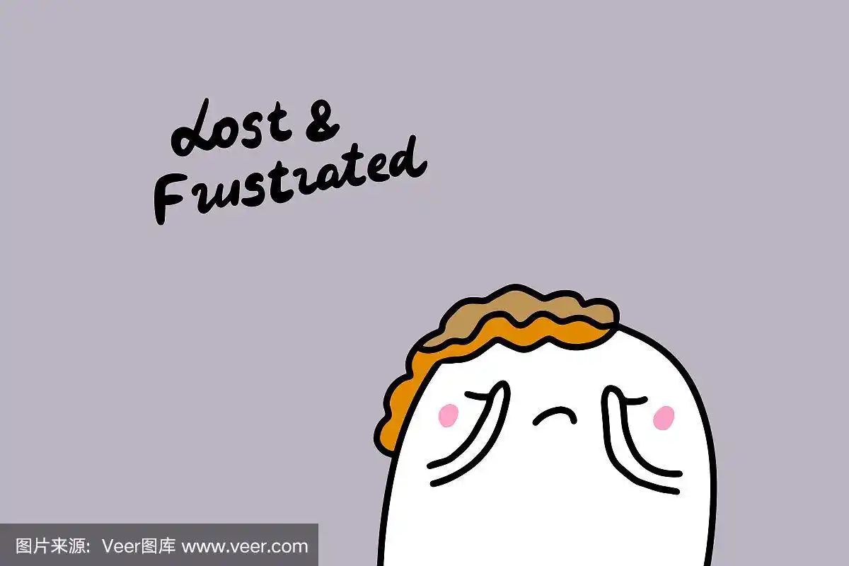 失落和沮丧手绘矢量插图在卡通漫画风格悲伤的男人哭