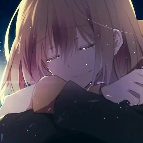 动漫二次元头像女,伤感哭泣悲伤少女,长发冬日治愈系