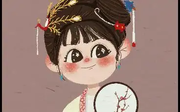 【procreate】ipad绘制q版薛宝钗宝姐姐卡通头像过程