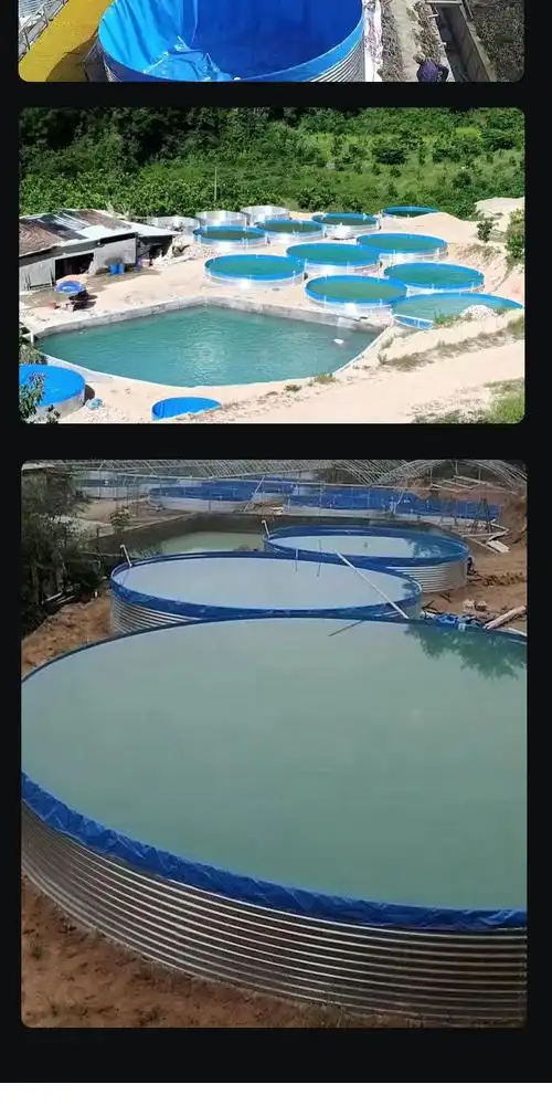 约见农资大型户外帆布水池镀锌板高密度圆形养殖鱼池虾池刀刮布加厚蓄
