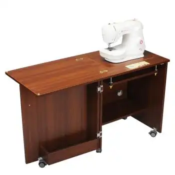 缝纫机桌子工作台家用多功能折叠桌缝纫台缝纫机架收纳桌 柚木ba-5