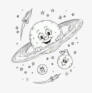 星空黑白简笔画