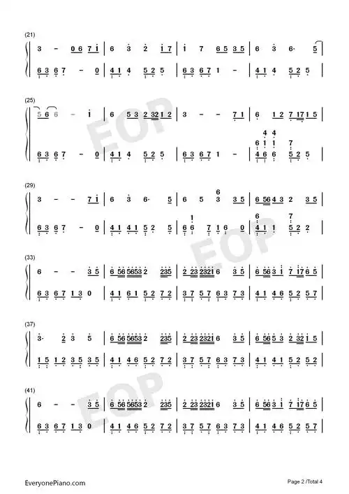 windyhill很美的钢琴曲双手简谱预览2