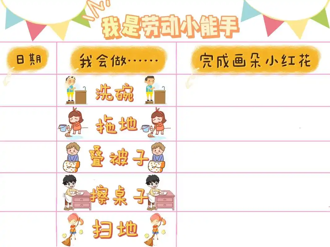 劳动节幼儿园家务劳动表格【需要请截图自取 需要的宝宝截图即可,没有