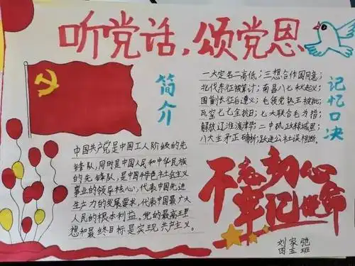 学党史强信念跟党走中州大道小学红领巾心向党手抄报展特写