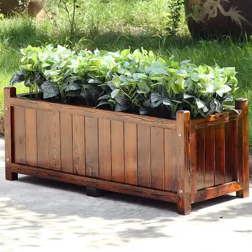 户外防腐木花箱长方形碳化实木花盆阳台种菜菜盆花盆