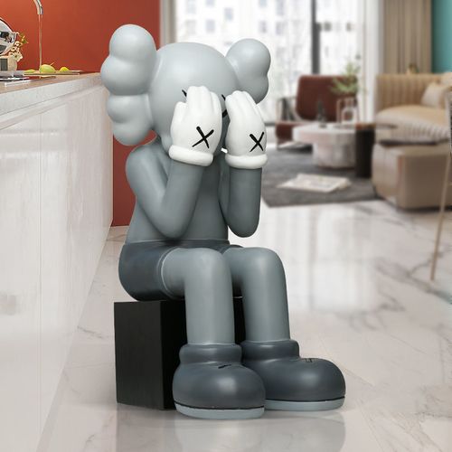 潮牌kaws公仔落地摆件芝麻街雕塑网红暴力熊客厅现代轻奢装饰品
