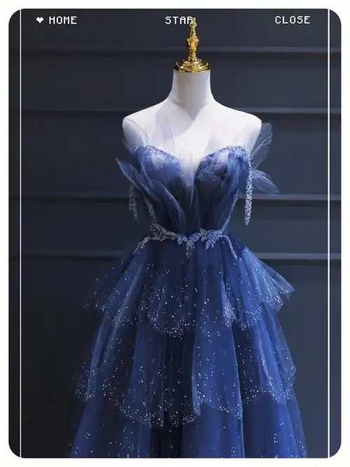 北京婚纱礼服97月色皎洁星星落在裙摆78,克莱因蓝色薄纱礼服97