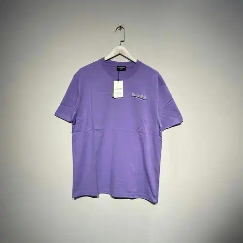 巴黎世家刺绣字母可乐海浪紫色短袖t恤