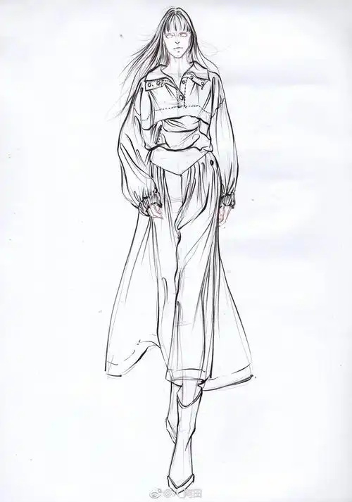 服装设计线稿以及人体绘法作者:a_阿田 (转)via @服装设计手绘手稿
