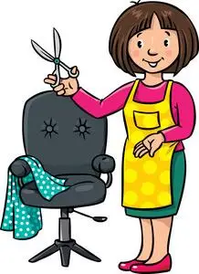 发型师卡通滑稽的发型师或者理发师.专业 abc 系列照片