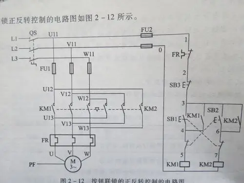 按钮联锁正反转控制线路原理图