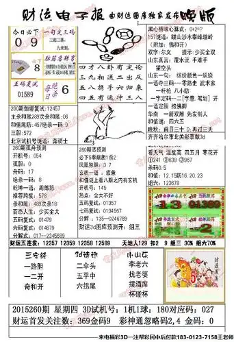 3d260期大报晚报全部汇总
