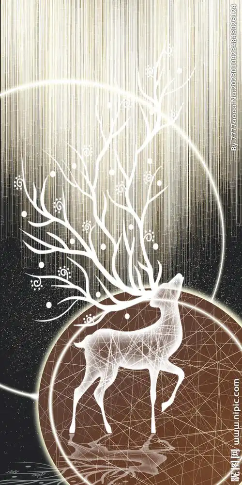 发财鹿星空装饰画图片设计图__psd分层素材_psd分层素材_设计图库_昵