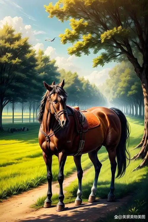 草原中,美丽的骏马